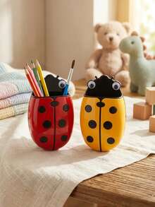 Ladybug Magnetic Pen Holder & Whiteboard Eraser Combo | Dual-Function: Strong Magnet Eraser For Whiteboard/Blackboard + Pen Organizer, Space-Saving Multi-Use Design For Home/Office/Room Decoration | Ideal Birthday/Holiday/Back-To-School Gift - Multicolor - View 11