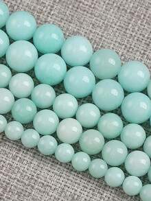 Cuentas sueltas redondas de jade birmano natural de 6/8/10mm con espaciador de ágata para hacer joyas DIY, accesorios para collares y pulseras - verde menta - Ver 9