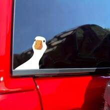 Cartoon Goose Car Window Sticker - Glossy Vinyl Self-Adhesive Decal, Asymmetrical Shape Suitable For Glass/Metal/Ceramic/Plastic/Wood Surfaces, Easy To Peel And Stick Animal Theme Rear Car Decor, Surface Customized, Fun For Drivers - A - View 3