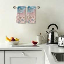 1pc/2pcs/4pcs Exquisite Kitchen & Bathroom Towels, Pale Pink Starfish & Gradient Ocean Wave Print, Soft Aesthetic Style, Ultra Soft, Highly Absorbent & Quick Drying, Machine Washable, Suitable For Daily Use - Multicolor - View 10
