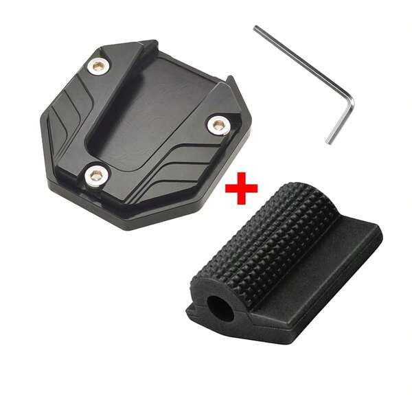 1set Aluminum Alloy Kickstand Anti-Slip Pad Rubber Anti-Slip Gear Shift Cover Gear Lever Protective Cover Universal For Motorcycle Scooter Accessories