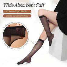 6 Pairs Fashion Solid Black Over-The-Knee Long Stockings, Sexy Transparent, Can Be Paired With Boots/Loafers/High Heels, Suitable For Couples Daily Wear - Multicolor - View 8