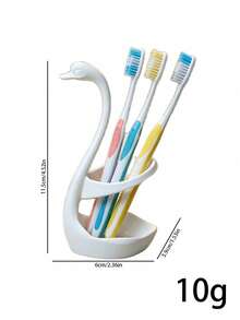 1pc Creative Swan-Shaped Plastic Toothbrush Holder, Minimalist Versatile Design, Hollow Design For Drainage And Breathability To Prevent Water Accumulation, Can Store Toothbrushes, Toothpaste, Small Items, Keeps Bathroom Countertop Neat And Organized, Both A Practical Storage Rack And An Exquisite Desktop Decoration - Multicolor - View 6