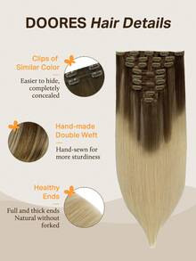 DOORES 9PCS Clip In Hair Extensions Straight Real Human Hair Natural Virgin Human Hair Extensions Double Weft Clip Ins Invisible & Soft Mini Hair Pieces For Thinning Hairs For Women - S4/18 - View 3