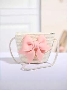 1pc Minimalist Ditsy Floral Pattern Spring/Summer Papyrus Crossbody Bag - Bow - View 7