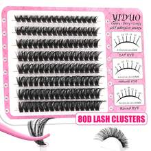 YIDUO Pre Glued False Lashes Clusters 40D/60D/80D Fine Lashes Clusters Glue-Free False Lashes Extensions Lightweight D-Curvature Clustered False Eyelashes 8-16mm Pre-Taped False Eyelash Clusters Individual Lashes Effortless Makeup Application - D - View 11