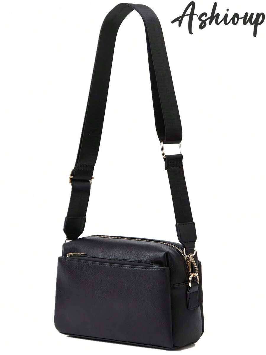 Women's Leather Wallet Shoulder Bag, Handbag, Tote Bag, Crossbody Bag - Black - View 1