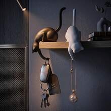 1/2pcs Cat-Shaped Wall Hooks, Multi-Purpose Practical Decorative Hooks, Plastic Material, Cute Home Storage Style Home Decor, Cat Pattern, Key Towel Bag Coat Hat Rack, Suitable For Kitchen Bathroom Entryway Bedroom - Multicolor - View 6