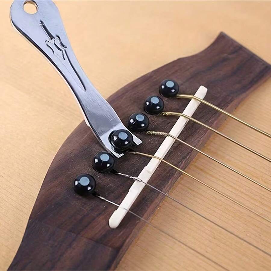 2/1pc Three-In-One Guitar String Winder Tool Alloy Guitar String Peg Pulling Puller Bridge Pin Remover Tools Durable String-Pulling Nail For Acoustic/Folk Guitars