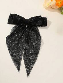 1pc Girls Glitter Bow Hair Clip, Suitable For Party, Wedding, Performance - Multicolor - View 12