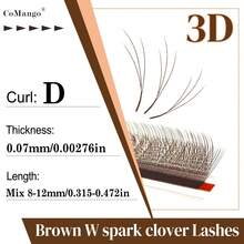 CoMango 12Rows D Curl Brown Small Spacing 3D/4D/5D W Shape Eyelash Extensions 0.07/0.1MM Narrow W Style Fluffy Wispy Lashes Super Soft Lashes Supplies - D - View 20