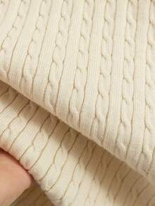 GIGOGOU Autumn Winter Women Polo Collar Ruffle Pearl Button Cable Knit Sweater Dress Long Sleeve Midi Rib Dress Outfit Soft Cozy Fall - Apricot - View 11