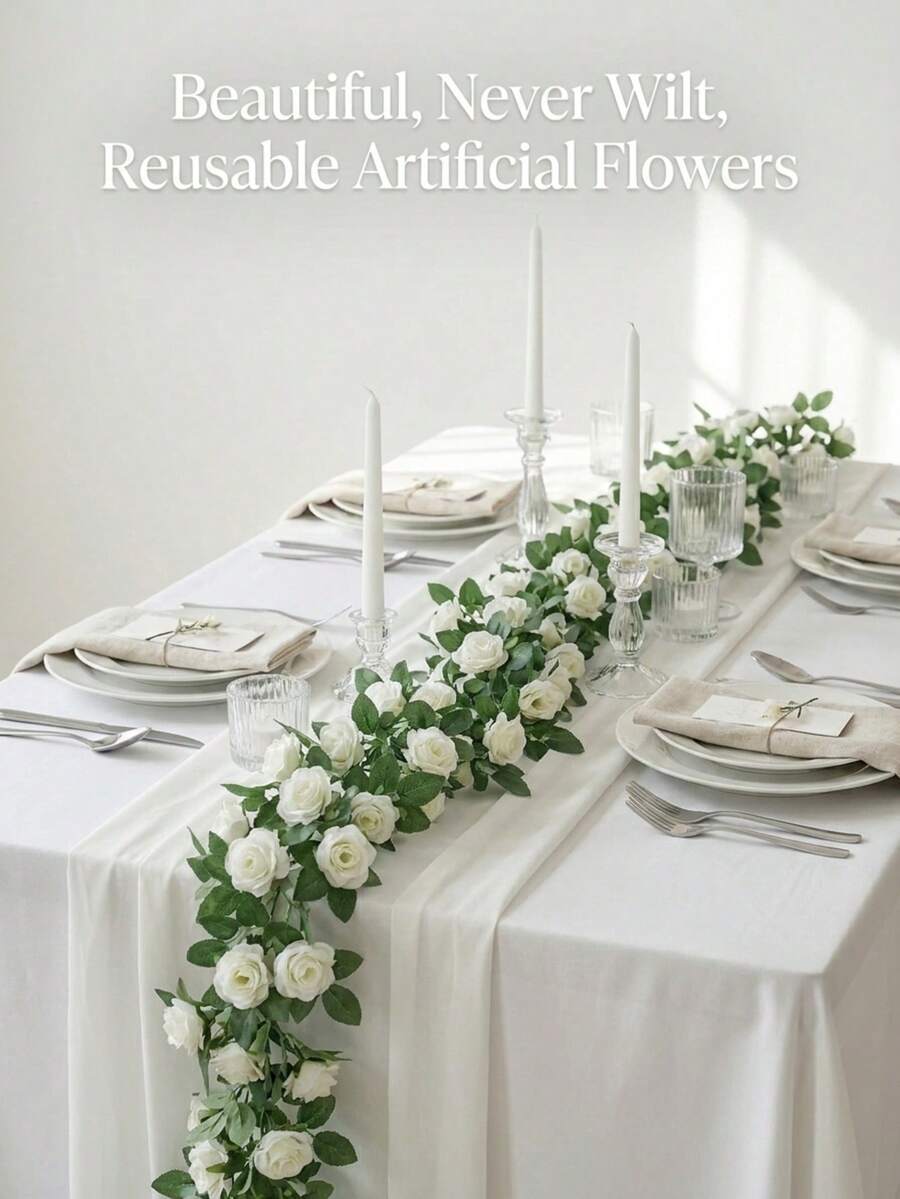 1/5/8pcs Artificial Flexible Rose Vine - Flexible Single To Multi-Piece Combination Packs To Meet Different Needs From Daily Home Decor To Large Event Scenery. Comes With Flexible Stems That Can Be Bent And Wrapped Freely, Ideal Base Material For DIY Enthusiasts To Create Their Own Garden Atmosphere - Multicolor - View 1