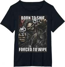 Born To  Forced To Wipe - Camiseta divertida con meme de esqueleto malvado, Negro -,ropa de hombre,mexico,playeras de hombre,camisas para hombre,,mundial - Negro - Ver 1