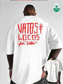 This One-Piece, Short-Sleeved Shirt Features A Minimalist And Elegant Design With Creative Letter Prints On The Front And Back, And Is Made From A Comfortable Fabric. - White - View 1