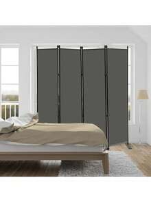 Biombo Separador Portátil Fácil Montaje 4 Paneles Moderno - gris - Ver 7