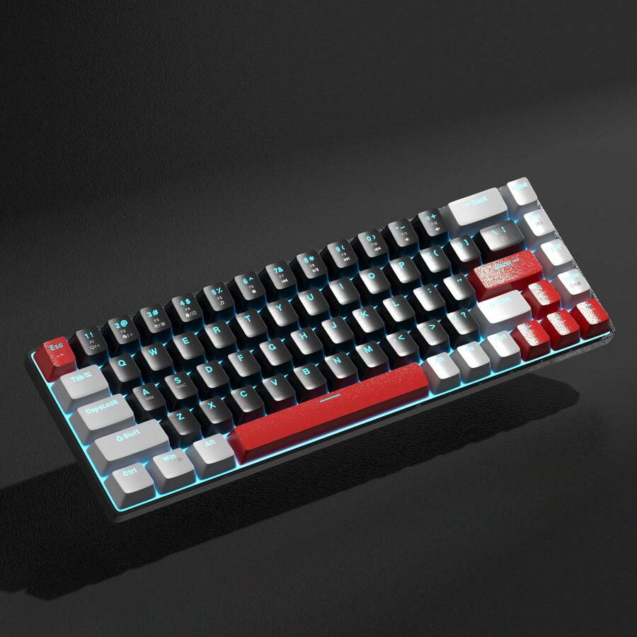 60% MageGee -BOX Mechanical Keyboard, Red Switch, 68 Keys, Adjustable LED Backlight, Translucent Keycaps, Portable Mini Layout Gaming Keyboard, Comfortable Typing, Suitable For Laptop, PC