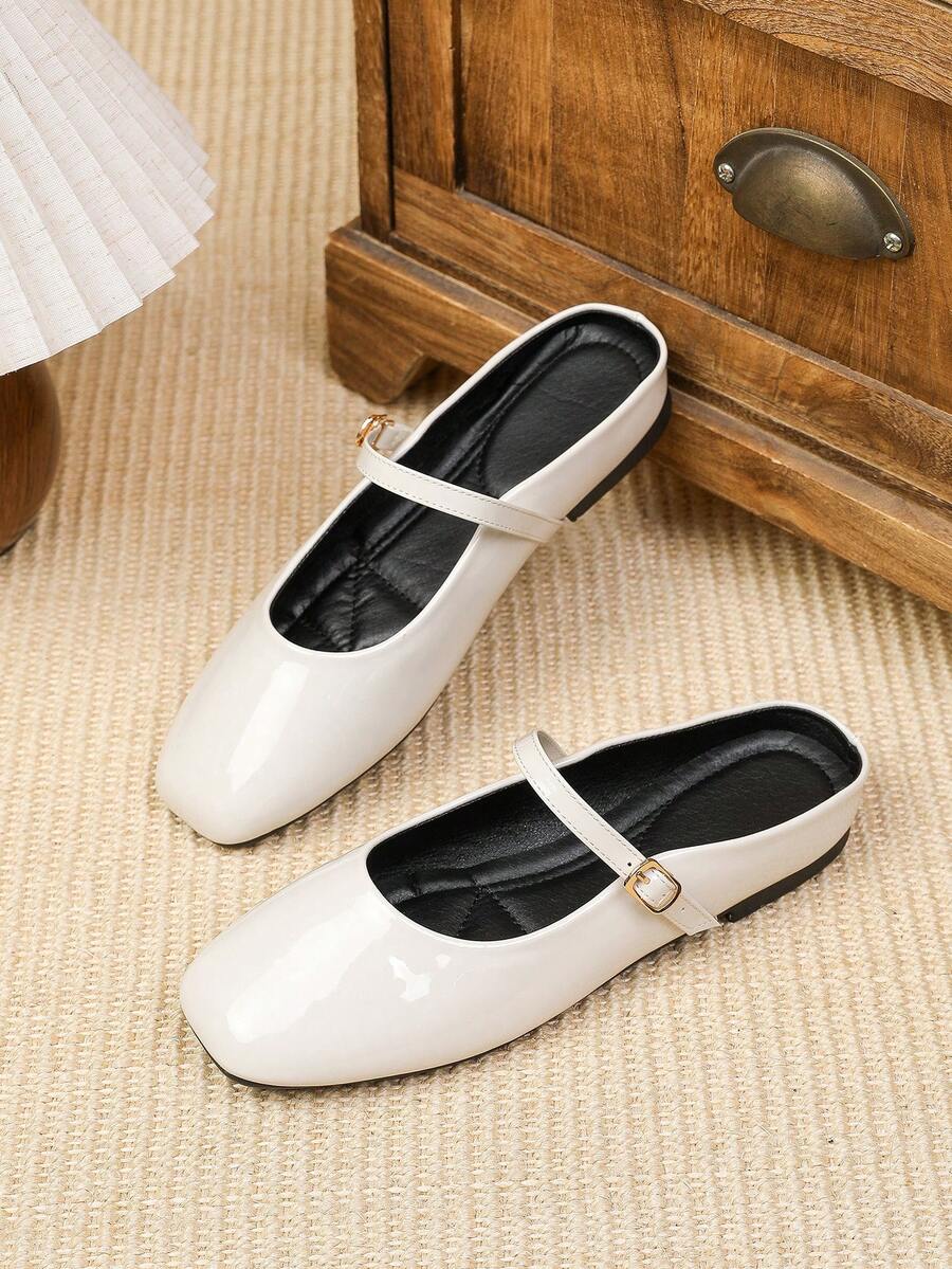 Women's Commuter Shoes New Style Retro Red Mary Jane Shoes With Buckle - White - View 1