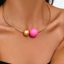 1pc Elegant Minimalist Metal Choker Necklace With Asymmetric Small Ball Design, Premium Style, Suitable For Banquets, Gatherings, Holidays, Gifts And Parties - White - View 7