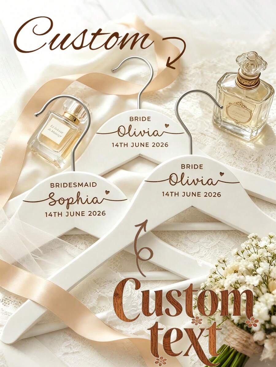 Personalized Bridesmaid Hanger, Wedding Coat Hanger (Customizable), Bridesmaid Hanger, Wedding Hanger, Bridal Hanger, Personalized Wedding Hanger, Bridal Hanger, Engraved Bridal Hanger, Decorative, Reusable, Multi-Functional, Fashionable, Exquisite - Multicolor - View 1