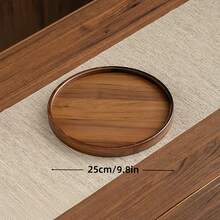 Round Walnut-Color Bamboo Tray, Living Room Coffee Table Decor Wooden Tray, Breakfast Serving Tray, Dining Table Decor Tray - Walnut - View 11