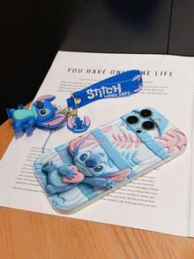 Disney Has Authorized, Phone Case - Chain Set, The Stitch Lilo & Stitch 3D Phone Case Plus A Silicone 3D Stitch Bracelet With Metallic Ring Removable Bracelet, Stitch And Angel Pattern, Compatible With Iphone17/16/15/14/13/12/11/XS/XR/X Plus Pro Max, A Stylish Cartoon Phone Case, The Perfect Gift Choice, Phone Protection, Durable Phone Cover, Great Gift For Friends And Family. - 白色 - 查看 6