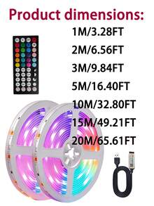 LED Light Strip, RGB Music Sync Color Changing Bluetooth LED Light Strip, With Smart APP Control Remote And Remote Control, Suitable For Room, Parts, Essentials, Atmosphere Decoration (100ft - 2 Rolls 50ft), Bedroom, TV, Room DIY (APP + Remote Control), Decorative Lighting Fixtures, Ambient Light Strip - White Plate - View 10