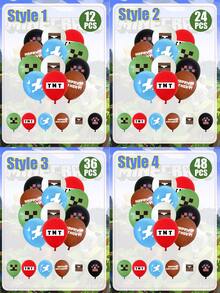 Minecraft Latex Balloons - Game Party Balloon Decorations - Boy Game Birthday Decorations - Pixel World Kids Birthday Party Decoration Balloons - Multiple Styles - View 8
