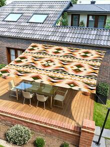 1 pieza Toldo de protección solar impermeable grueso para exteriores con patrón bohemio de flor mandala degradada verde, para jardín, patio, pérgola, playa y tienda de sombra, con cuerda gratis (marco de soporte no incluido) - Multicolor - Ver 5