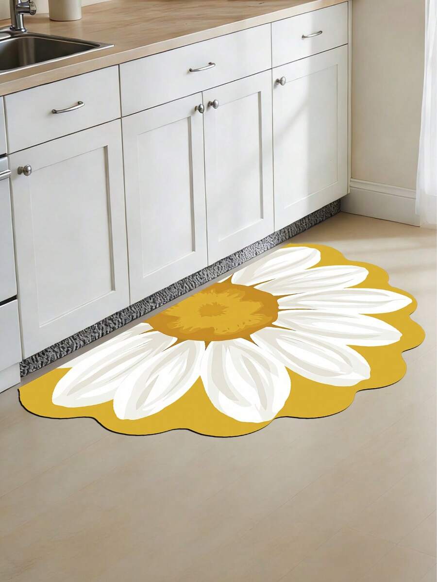1pc Black & Gold Floral Diatomaceous Earth Bath Mat, Bathroom Rug, Door Mat, Small Rug, Carpet, Floor Mat, Home Decor, Area Rug, Outdoor Mat, Bedroom Carpet, Washable Rug - Multicolor 6 - View 1
