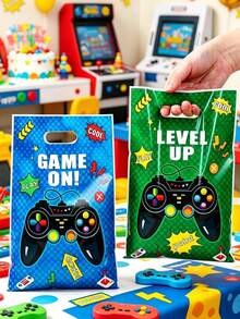 50個藍綠色遊戲主機主題禮品袋，遊戲風格禮品手提袋，遊戲生日糖果袋，禮品袋，遊戲之夜禮品收納袋，嬰兒洗禮禮品包裝袋，成年禮禮品包裝用品，小紀念品包裝袋，商店購物袋，餅乾烘焙袋，廚房桌面裝飾，家居裝飾，房間裝飾，派對贈品，家居裝飾，房間裝飾，男孩生日禮物，派對贈品 - 藍綠色遊戲機 - 查看 1