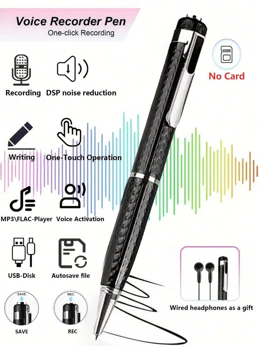 Professional High-Definition Voice Recorder - Portable Long Battery Life 180mAh Battery Noise Reduction Design Suitable For Business Use (Memory Card Required)