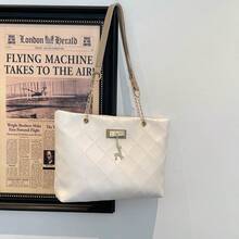 2026 New Women's Large Capacity Fashion Commuter Retro Chain Handle Shoulder Tote Bag With Embossed Print - White - View 11