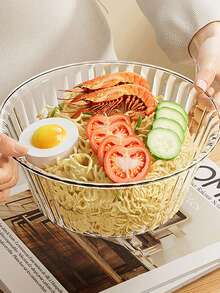 Salad Bowl Light Meal Dessert Fruit Bowl Plastic Household Bowl Set Premium Thickened Transparent Fruit Vegetable Jelly Bowl - Multicolor - View 5