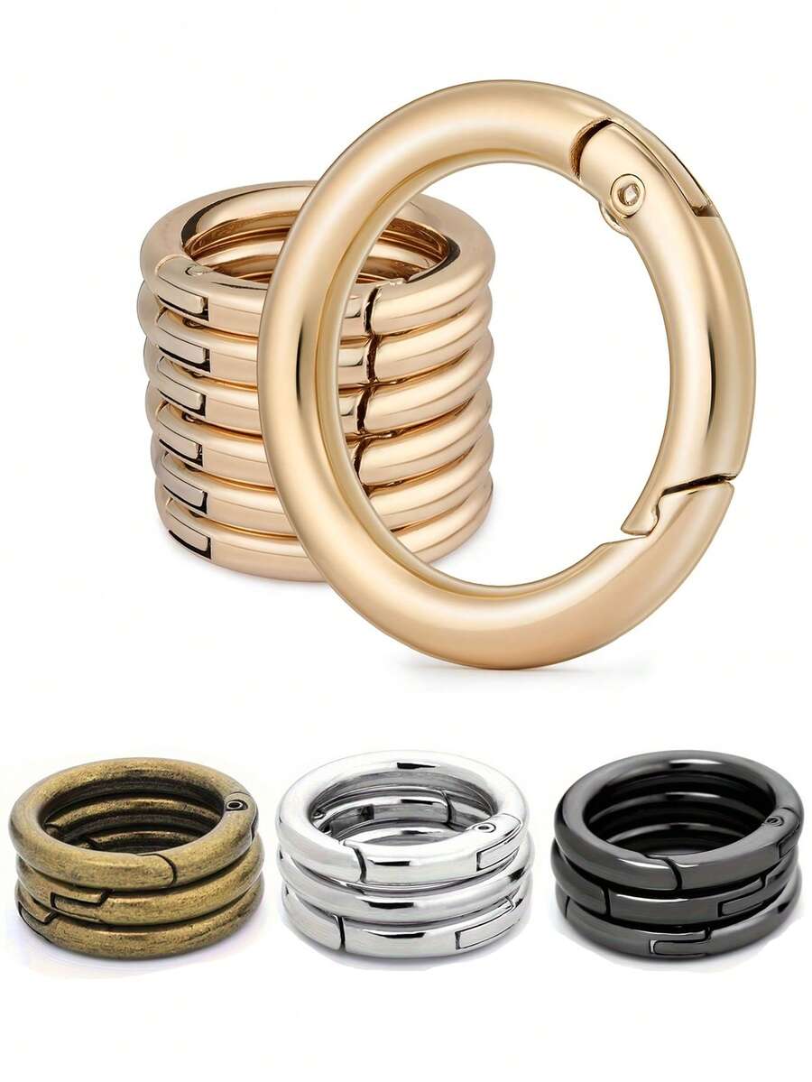 10 buah Carabiner O-Ring Pegas Paduan Seng - Gantungan Kunci Bulat Putih, Cocok untuk Aksesoris DIY, Tas Tangan, dan Kalung Anjing - MultiWarna - View 1
