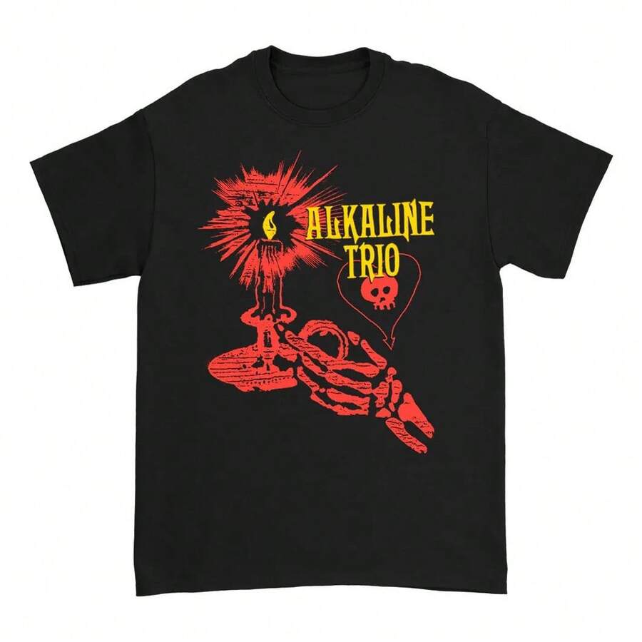 Camiseta Negra De Manga Corta Alkaline Trio Band ShelterPlayera Negra para Hombre, 100% Algodón ideal para uso diario, ocio y deportes todo en uno /diseño versátil - Negro - Ver 1