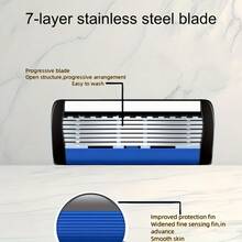 Brand New 7-Story Shaver Sturdy Metal Razor For Men/Lady Featuring A Non-Slip Handle | Precision Blade For Shaving, Works With Replacement Blades - Perfect For Beards, Mustaches, And Facial Hair - Safety Tazor + Blade - View 3