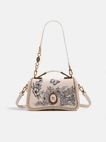 2026 Spring/Summer New Heavy Metal Hardware Luxury Elegant Women's Handbag, Fashionable Chinese Style Exquisite Vintage Embroidery Large Capacity Commuter Versatile Chain Shoulder Crossbody Bag PU - Multicolor - View 8