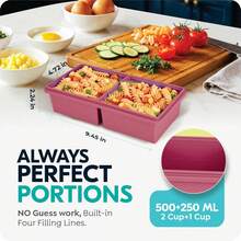 Silicone Soup Freezer Molds With Lids, 2 Cup & 1 Cup Combo, Soup Container Style Cube Trays, Reinforced Steel Rims, Freezing Broth, Meal Prep And Other Dishes, Dishwasher & Oven - 2 Pack - 酒紅色 - 查看 3