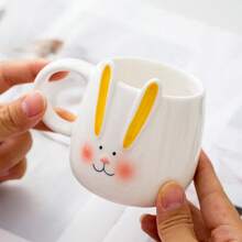 可愛兔子陶瓷馬克杯 3D兔耳咖啡杯 日式手繪早餐牛奶杯 適合居家與辦公室 女生夏季禮物 - 彩色 - 查看 13