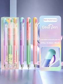 3 Packs Gear Stress Relief Retractable Gel Pens, Low Center Of Gravity 0.5mm Needle Tip Black Ink Pens, Ins Aesthetic Student Stationery For Exam & Note Taking - Multiple Options Available - View 13