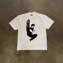 High-Density Pure Cotton! Unisex Short-Sleeved, Loose-Fitting T-Shirt For Couples, Featuring A Vintage Chinese Kung Fu And Jackie Chan Print. Luxury T-Shirts, Tops,  T-Shirts. - 白色 - 查看 2