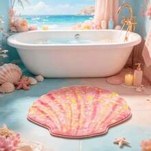 1PC Pink Cute Shell Shaped Bathroom Mat, Small Rug, Welcome Mat, Carpet, Floor Mat, Outdoor Door Mat, Kitchen Rug, Home Decor, Front Door Mat, Area Small Rug, Outdoor Mat, Home Decor, Area Carpet, Garden Rug, Washable Carpet - Multicolor - View 7