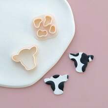 1pc/2pcs Cartoon Cute Cow Spotted Cow Shaped Polymer Clay Earring Cutter Mold For Beginners To Make Soft Clay Earrings Jewelry - Apricot - View 4