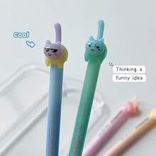 1pc Random Jumping Cat Tail Black Neutral Pen Set 0.5mm Retractable Quick-Dry Smooth Writing Pen For Students School Office Supplies - Sets - View 7