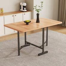 Elegante e minimalista tavolo da pranzo in colore naturale – Tavolo allungabile 120 cm x 80 cm, pieghevole e facile da riporre, stile moderno e minimalista, struttura in lega ad alta resistenza. - Cammello - Visualizzare 2