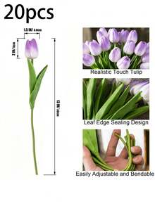 20 tangkai Bunga Tulip Buatan Berwarna Ungu Muda, Tanaman Tiruan untuk Dekorasi, Cocok untuk Dekorasi Ruangan, Dekorasi Pernikahan, Dekorasi Ruang Tamu & Ruang Makan, Dekorasi Desain Rumah, Pesta Liburan, Hadiah Ulang Tahun - Mauve Purple - View 11
