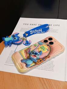 Disney Has Authorized, Phone Case - Chain Set, The Stitch Lilo & Stitch 3D Phone Case Plus A Silicone 3D Stitch Bracelet With Metallic Ring Removable Bracelet, Stitch And Angel Pattern, Compatible With Iphone17/16/15/14/13/12/11/XS/XR/X Plus Pro Max, A Stylish Cartoon Phone Case, The Perfect Gift Choice, Phone Protection, Durable Phone Cover, Great Gift For Friends And Family. - 白色 - 查看 6