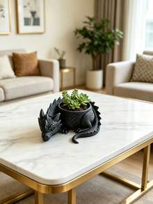 3D Printed Mini Fantasy Dragon Guardian Flower Pot, Creative Succulent Plant Pot, Desktop Decor Ornament, Bar Desk Tabletop Art Piece - A - View 5