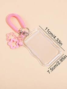 1PC Transparent Acrylic Card Holder, With Spring Cord And Bell Pendant, Creative Card Holder, Suitable For Student ID, Meal Card, Campus Card, And Bank Card Storage, A Stylish Student Study Accessory For Back-To-School Season - Single Piece - View 2
